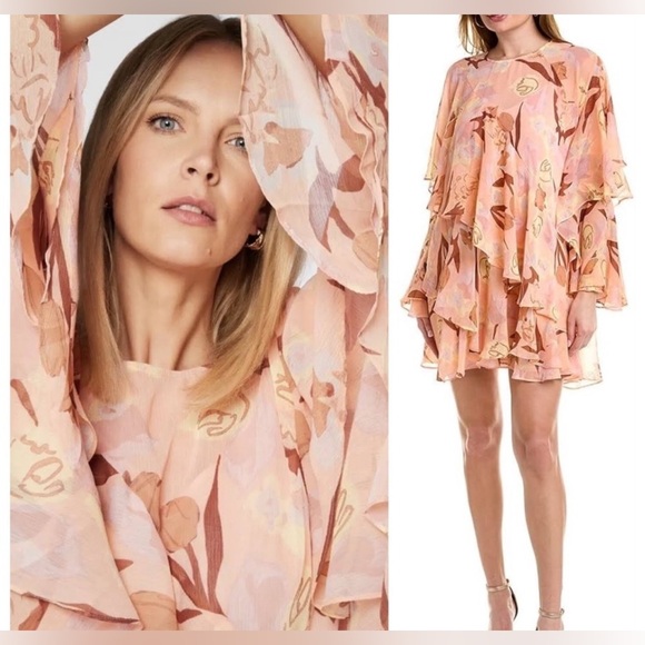 Ted Baker ~ Size 1 ~ Pegaia Sleeve Detail Mini Dress Coral ~See Size Chart - Picture 2 of 16